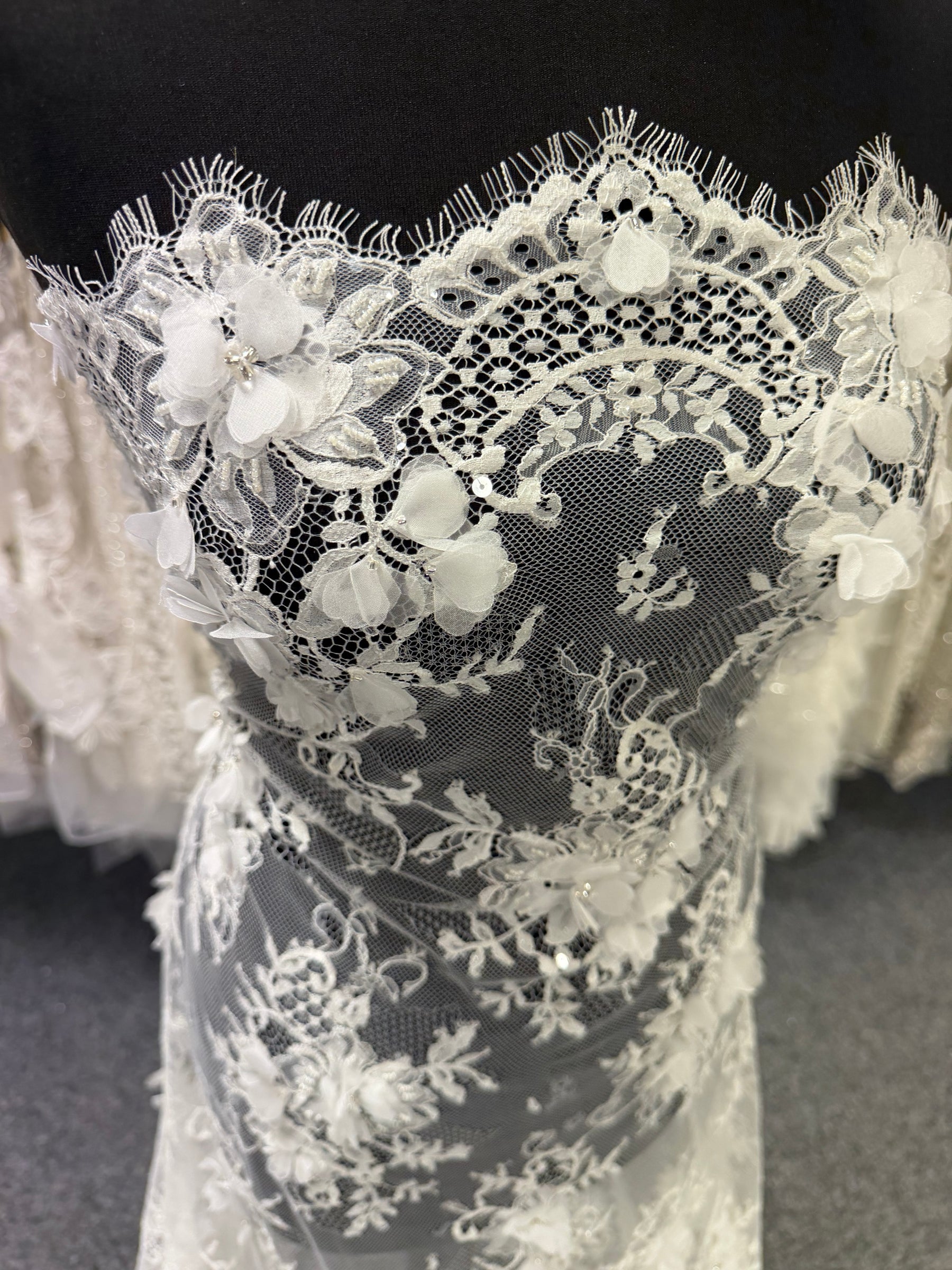 Ivory 3D Embellished Raschel Lace - P647