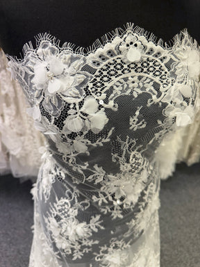 Ivory 3D Embellished Raschel Lace - P647