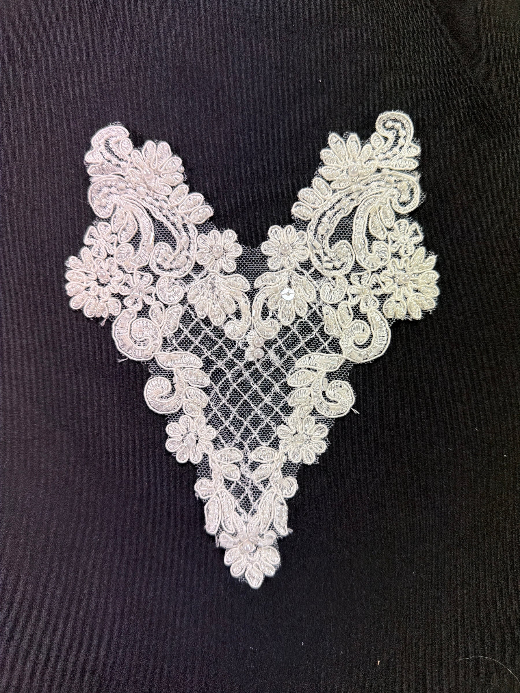 Ivory Beaded Applique - T902