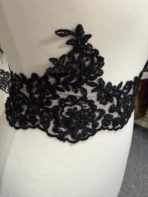 Black Beaded Lace Trim - T226