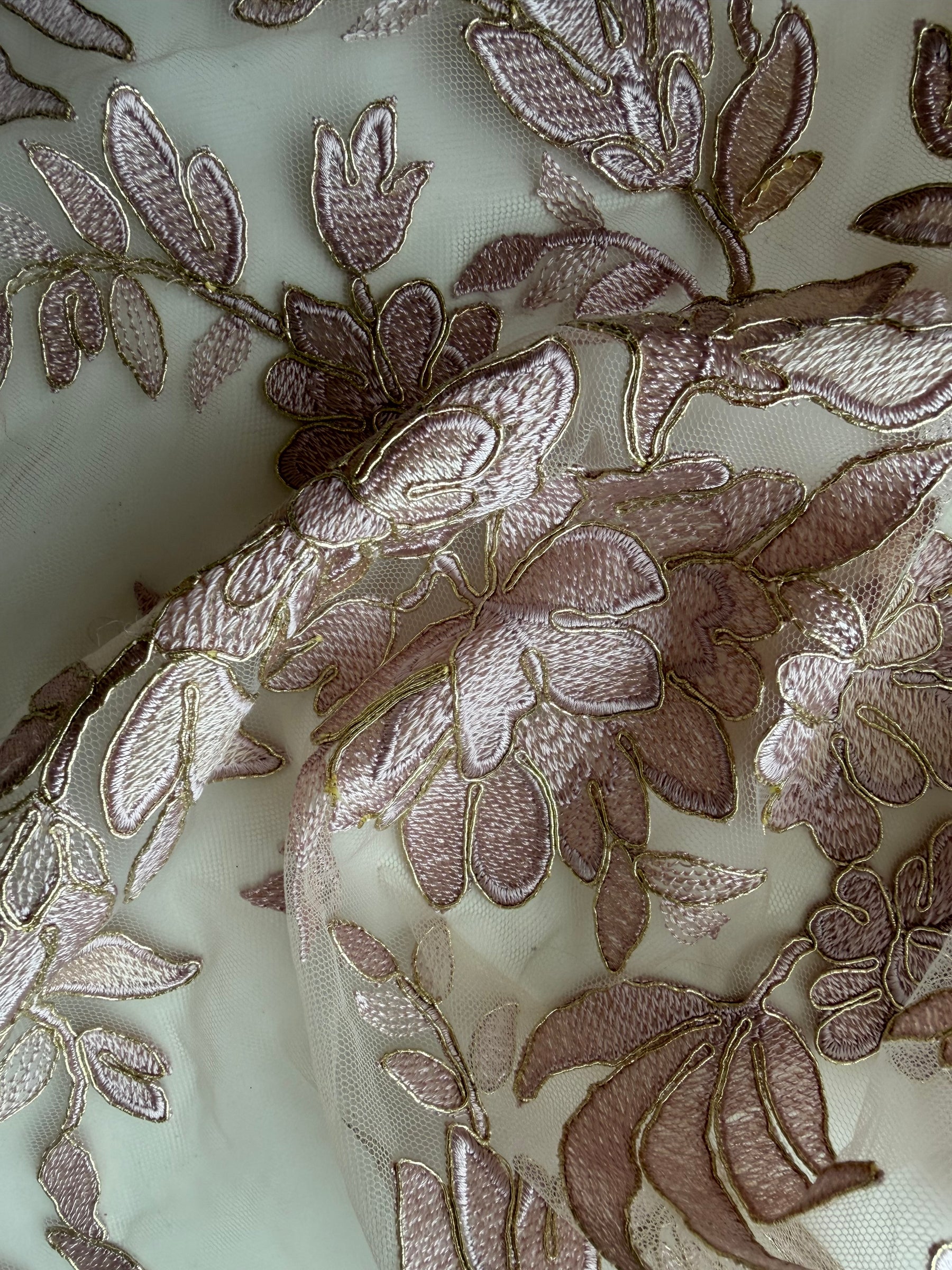 Dusky Pink Lace with Gold Cording - Kylar