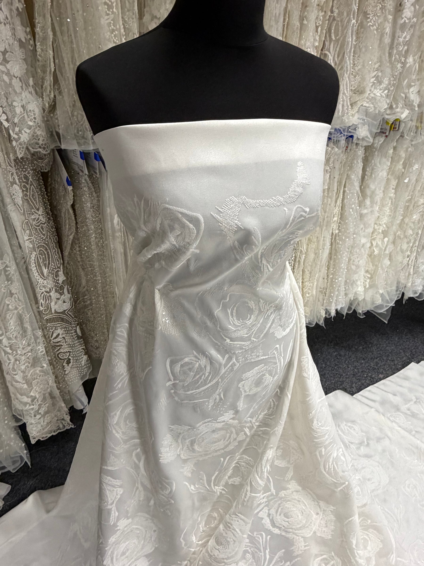 Ivory Embroidered Mikado - Vegalo