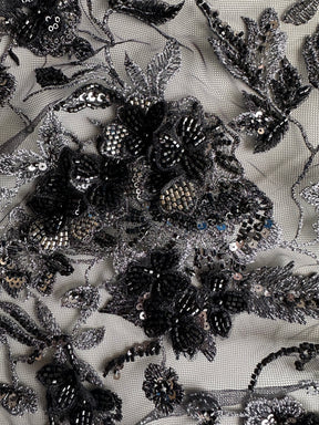 Black & Silver Embroidered Lace - Aretha