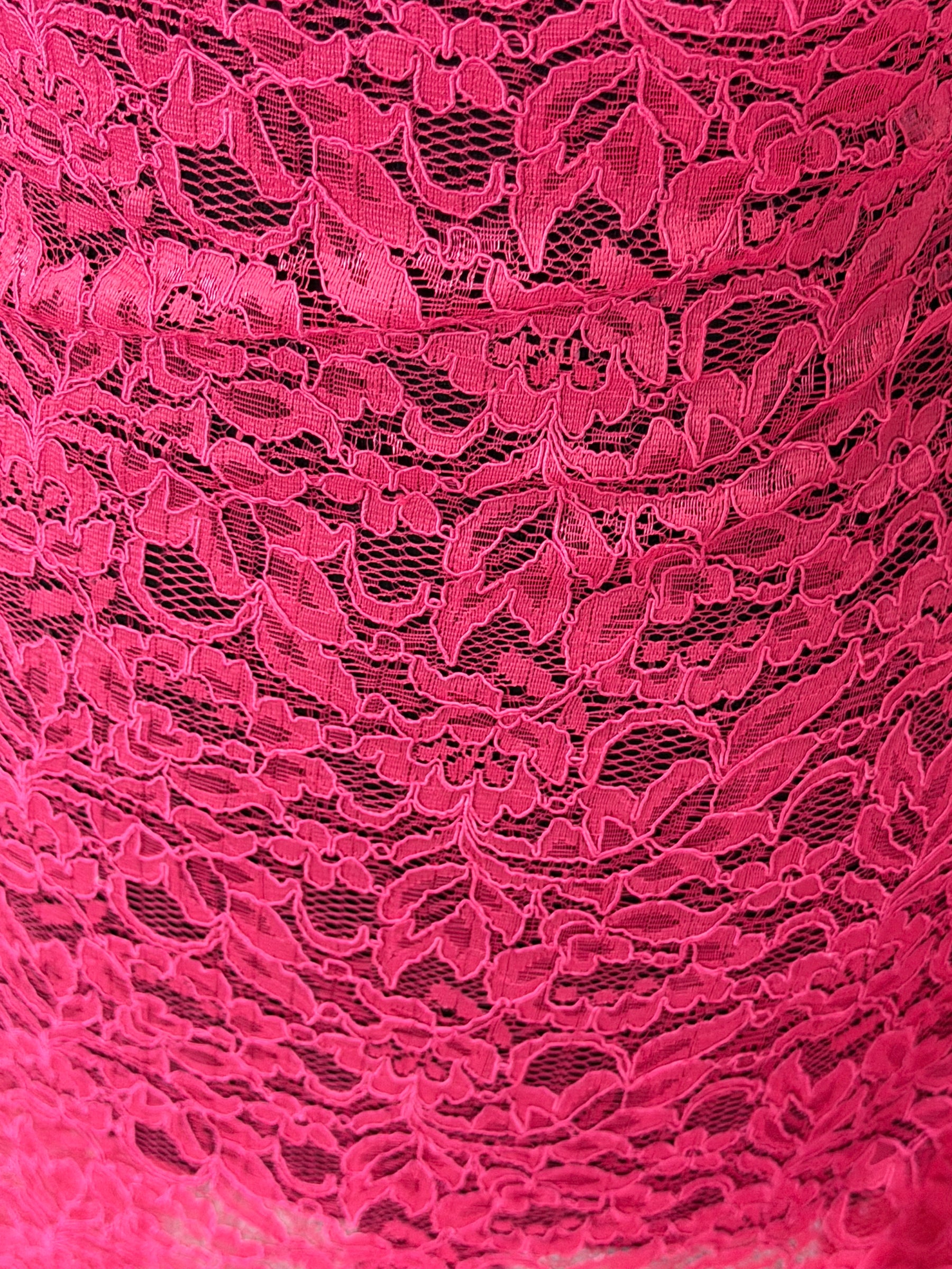 Fuchsia Pink Corded Lace - P947