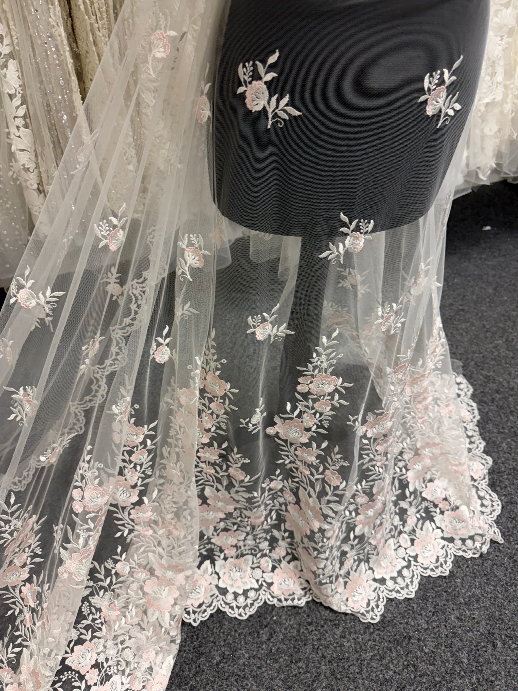 Ivory and Pink Embroidery Lace - EB5032