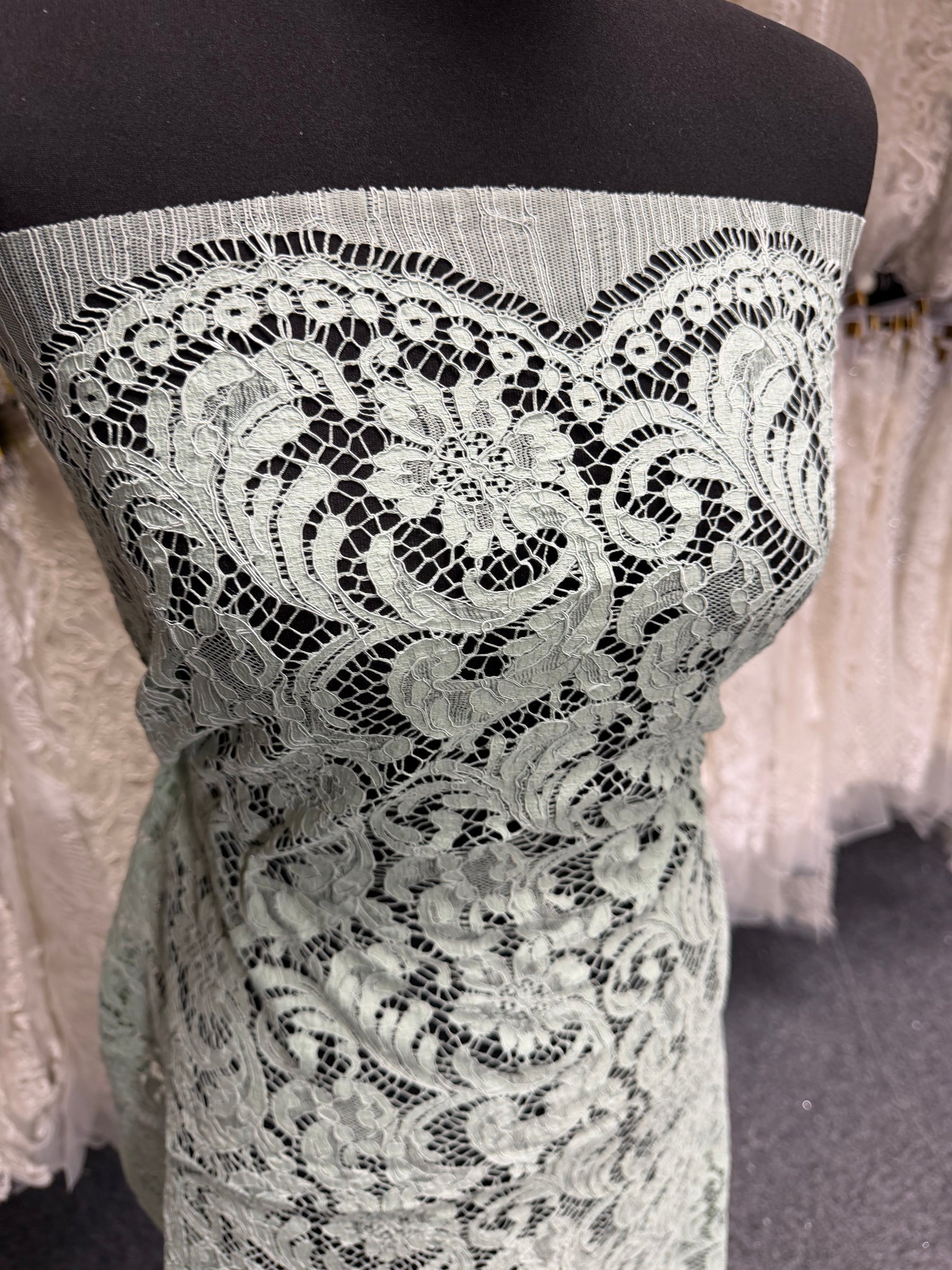Celadon Green Chantilly Lace - P244