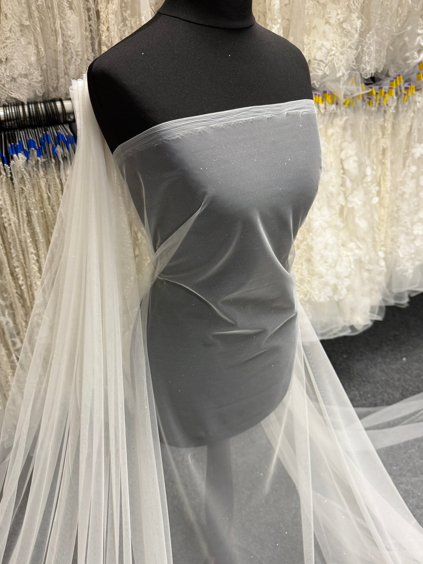 Ivory with Silver Glitter Tulle - TU0053