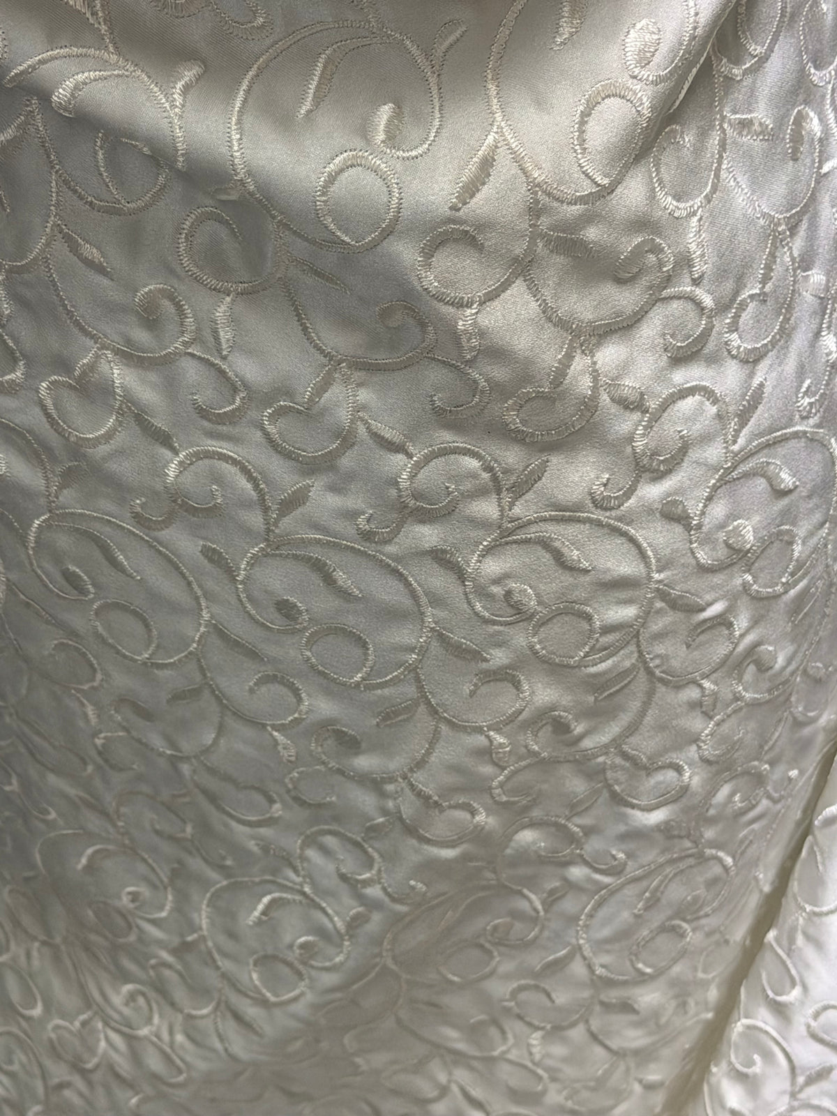 Ivory Embroidered Duchess Satin - P476