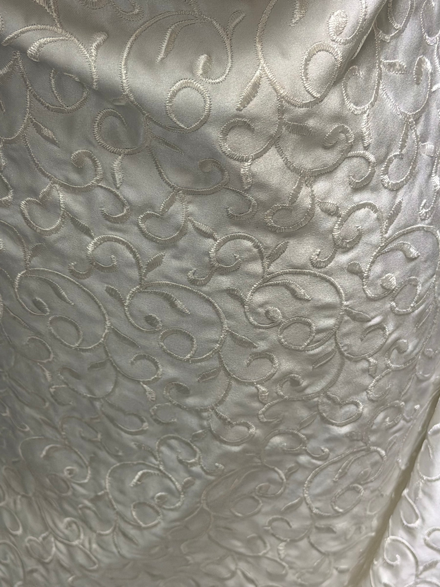 Ivory Embroidered Duchess Satin - P476