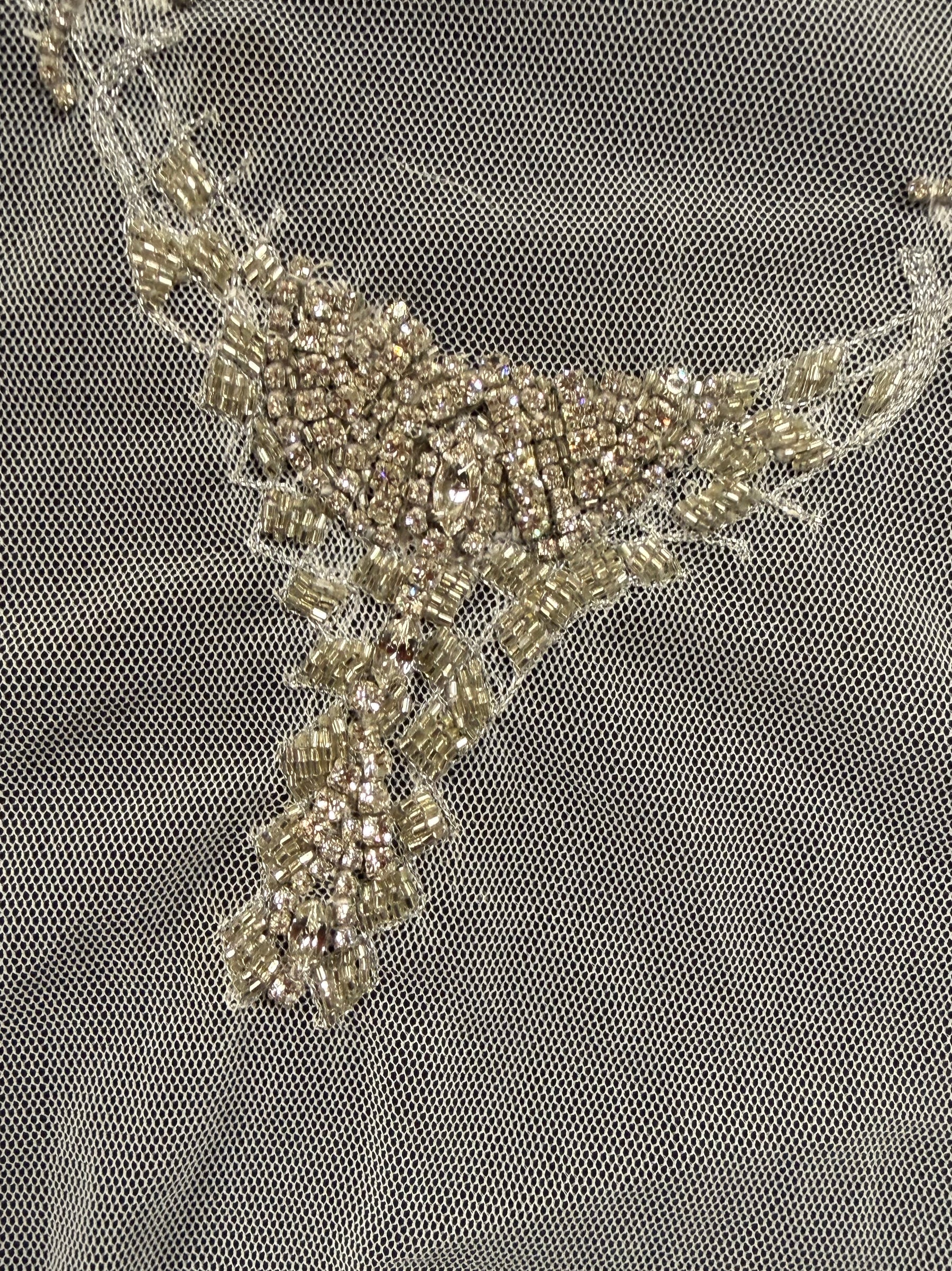 Ivory Beaded Lace Applique - T423
