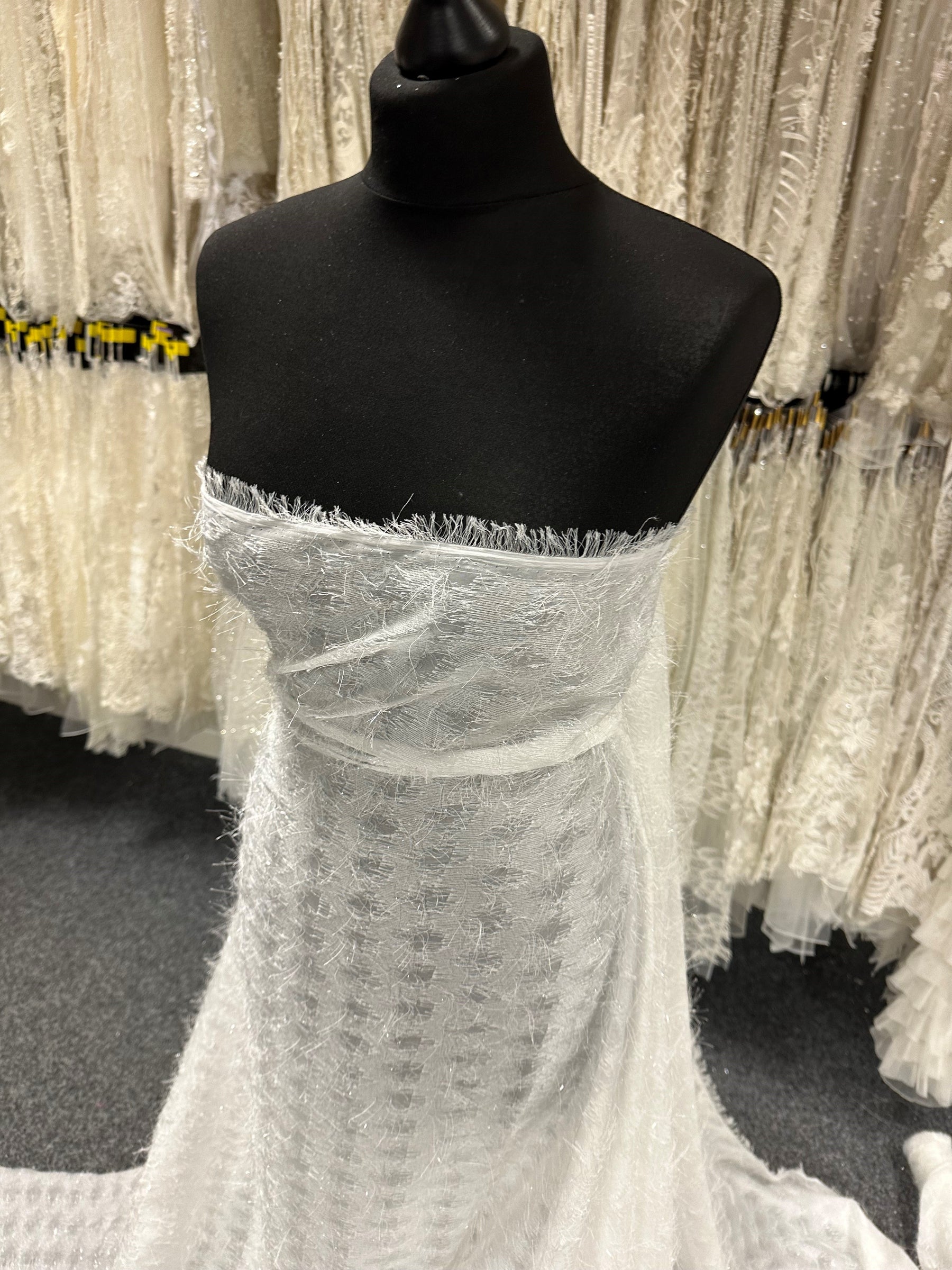 Ivory Shimmer Tassle Fabric - Affection