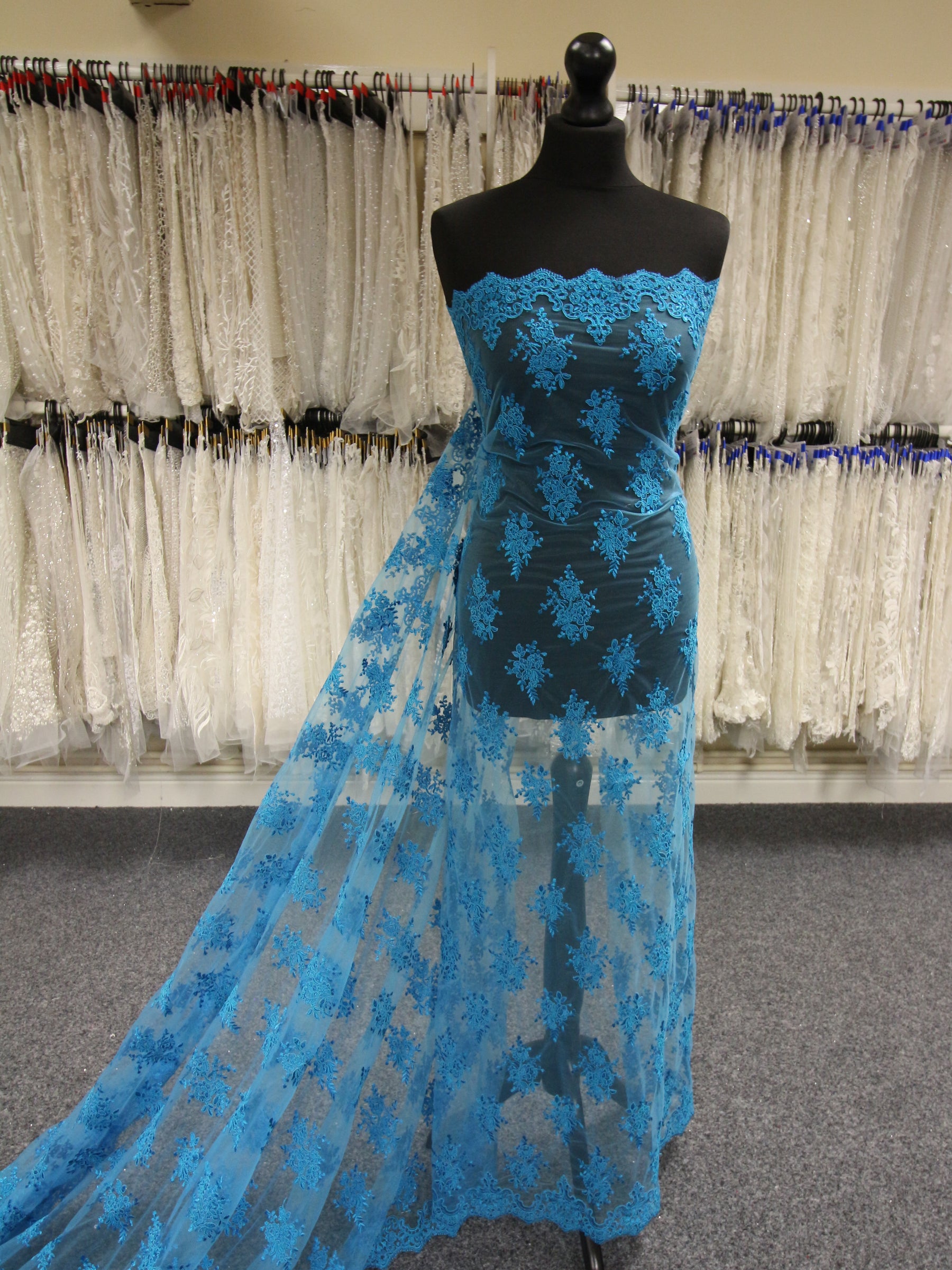 Aqua Corded Lace - Janis Aqua Corded Lace - Janis
