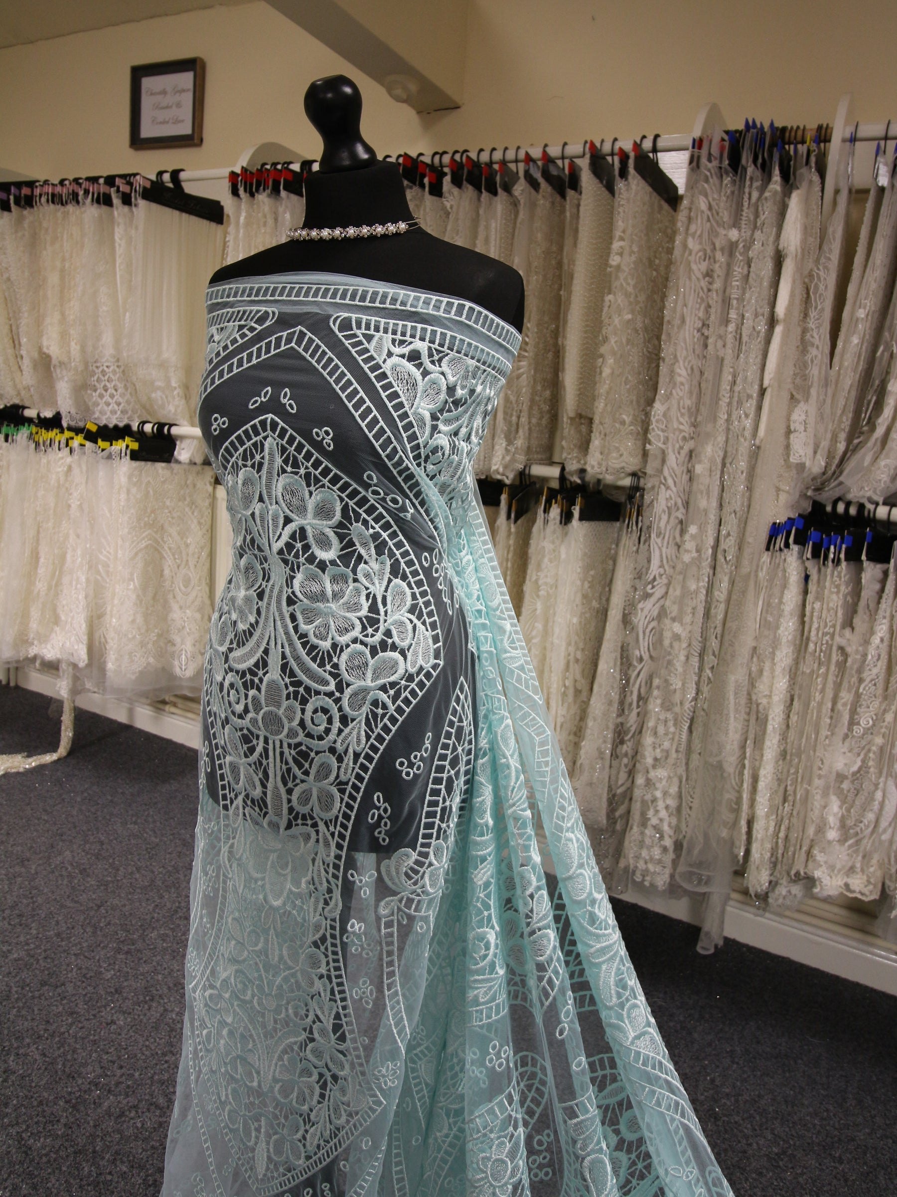 Aqua Embroidered Lace - Nyla Aqua Embroidered Lace - Nyla