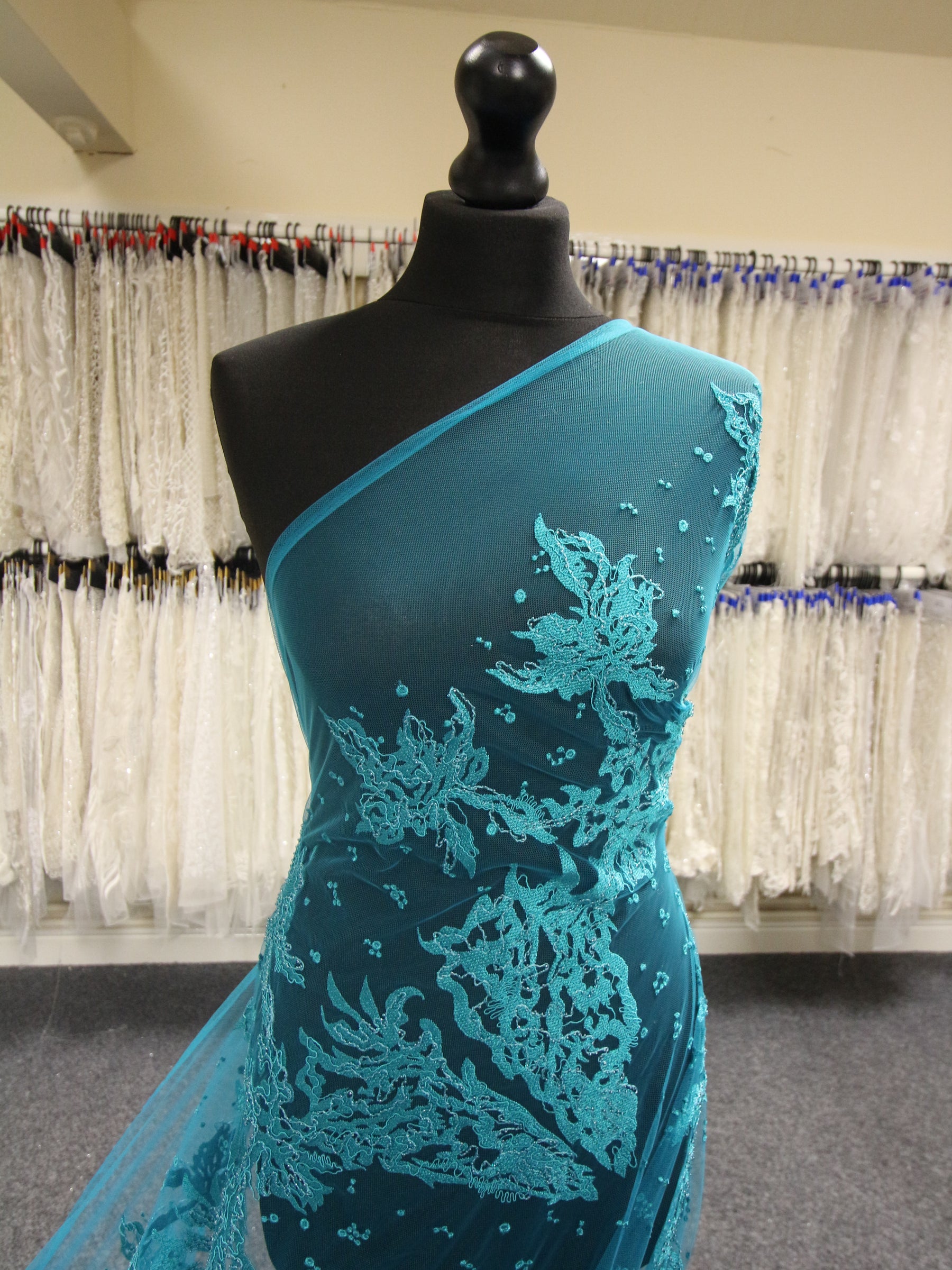 Aqua Embroidery Lace - Zelie Aqua Embroidery Lace - Zelie