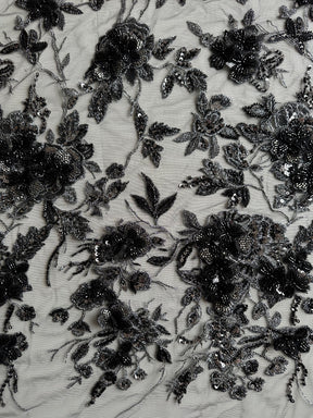 Black & Silver Embroidered Lace - Aretha