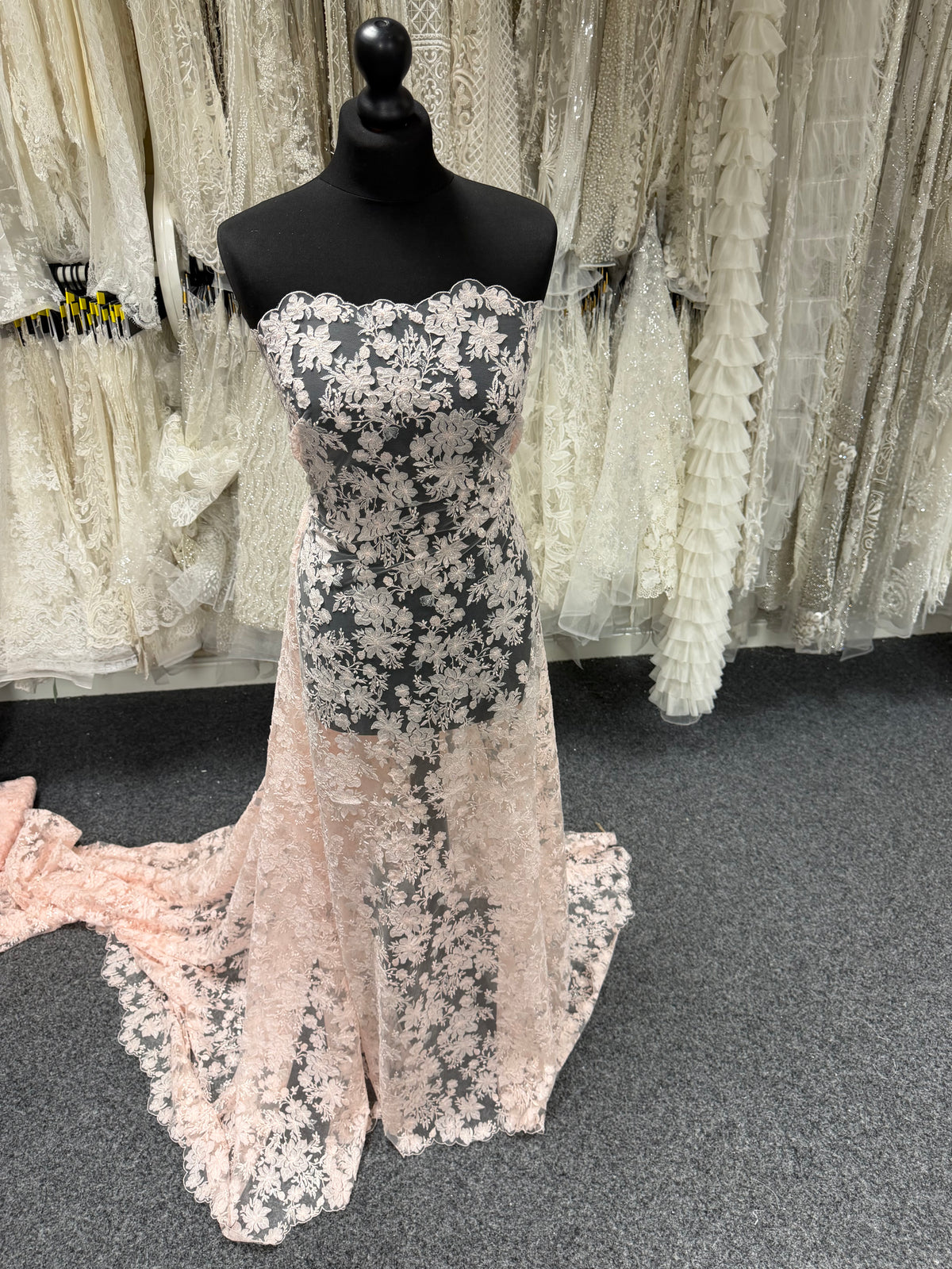 Shell Pink Embroidered Lace - EB3053