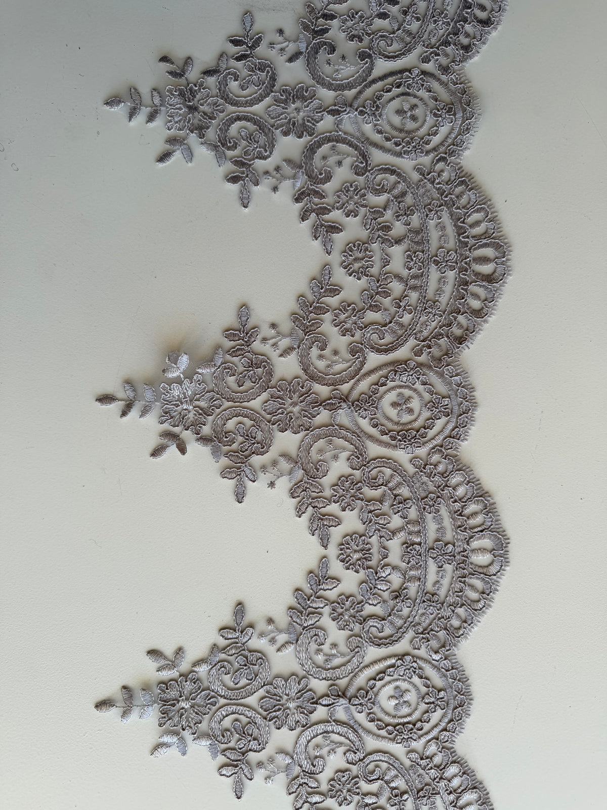 Grey Corded Lace Trim - T623