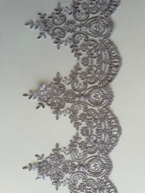 Grey Corded Lace Trim - T623