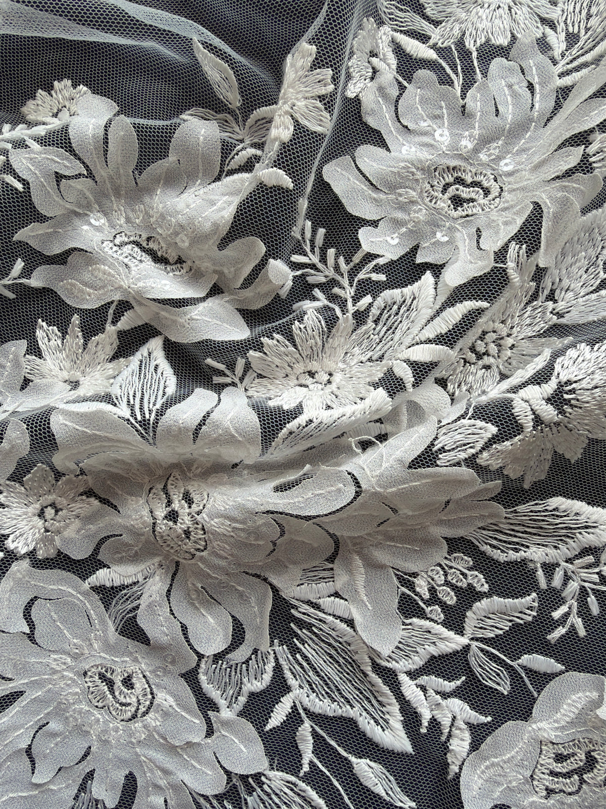 Ivory Sequin Embroidery Lace - EB3041