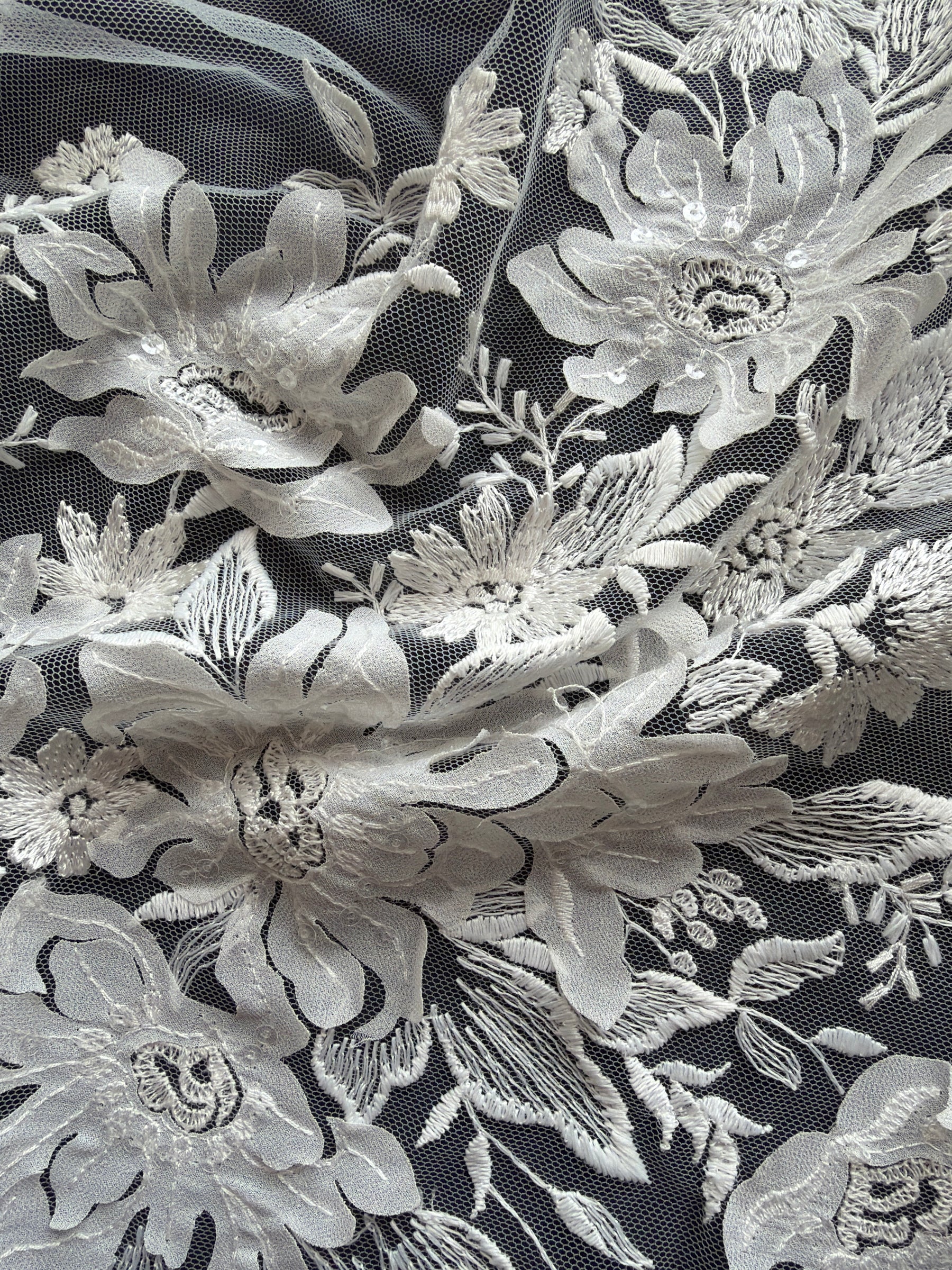 Ivory Sequin Embroidery Lace - EB3041