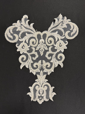 Ivory Beaded Lace Applique - T815