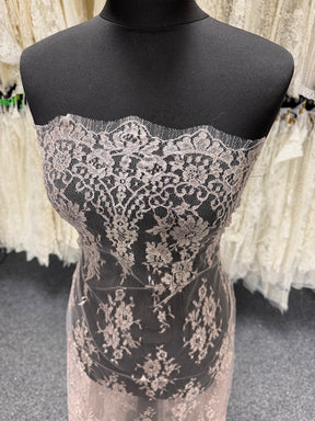 Dusty Rose French Metallic Lace - LA2003