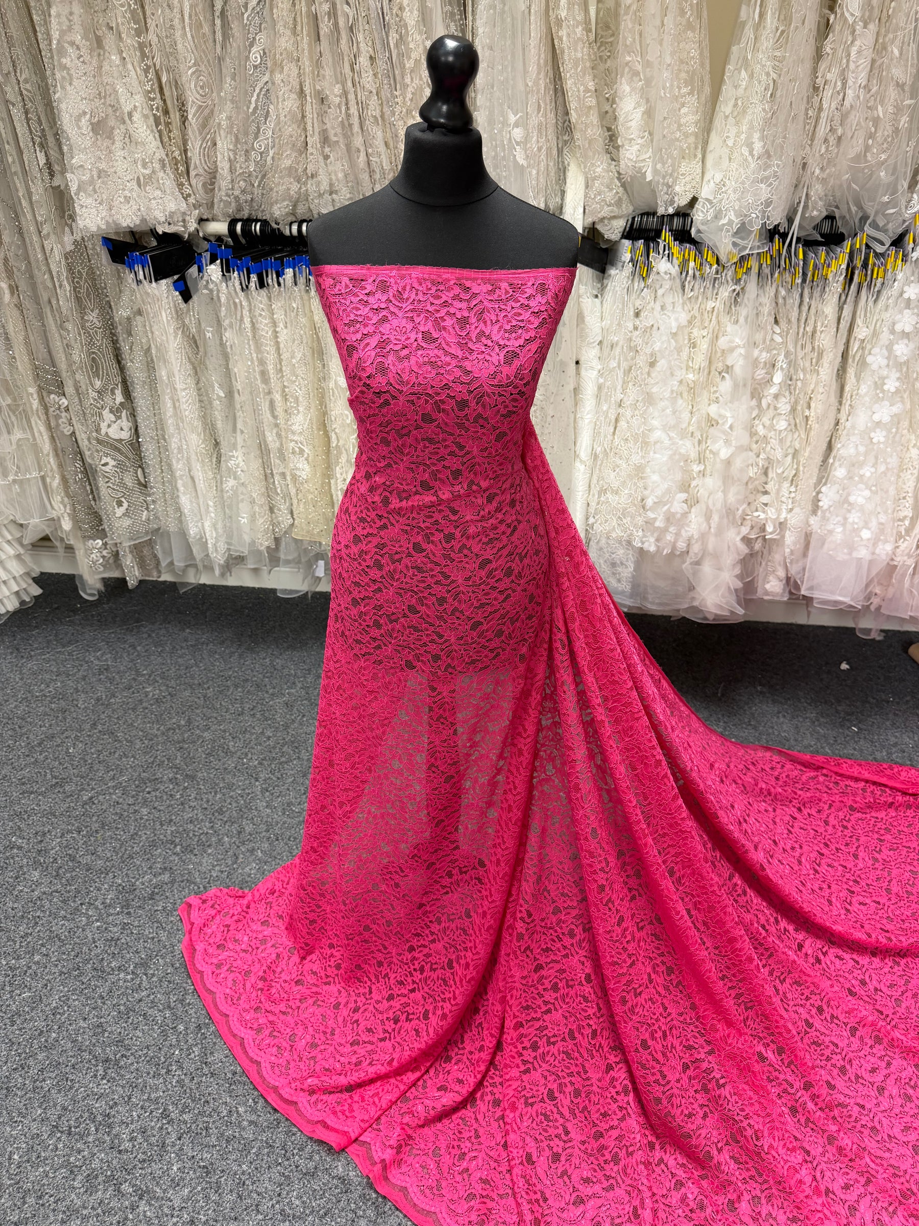 Fuchsia Pink Corded Lace - P947