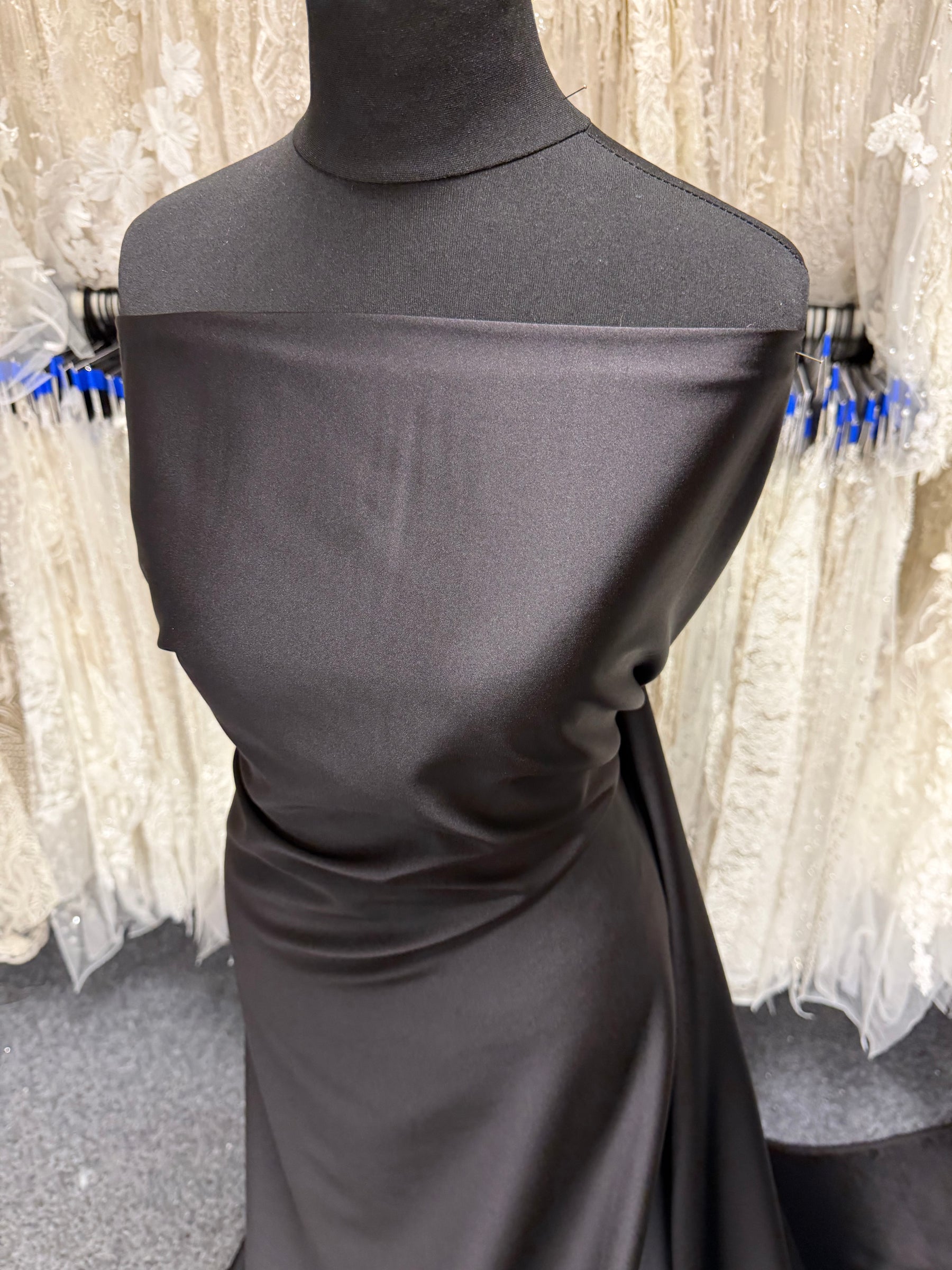 Black Polyester Stretch Satin - Estonia