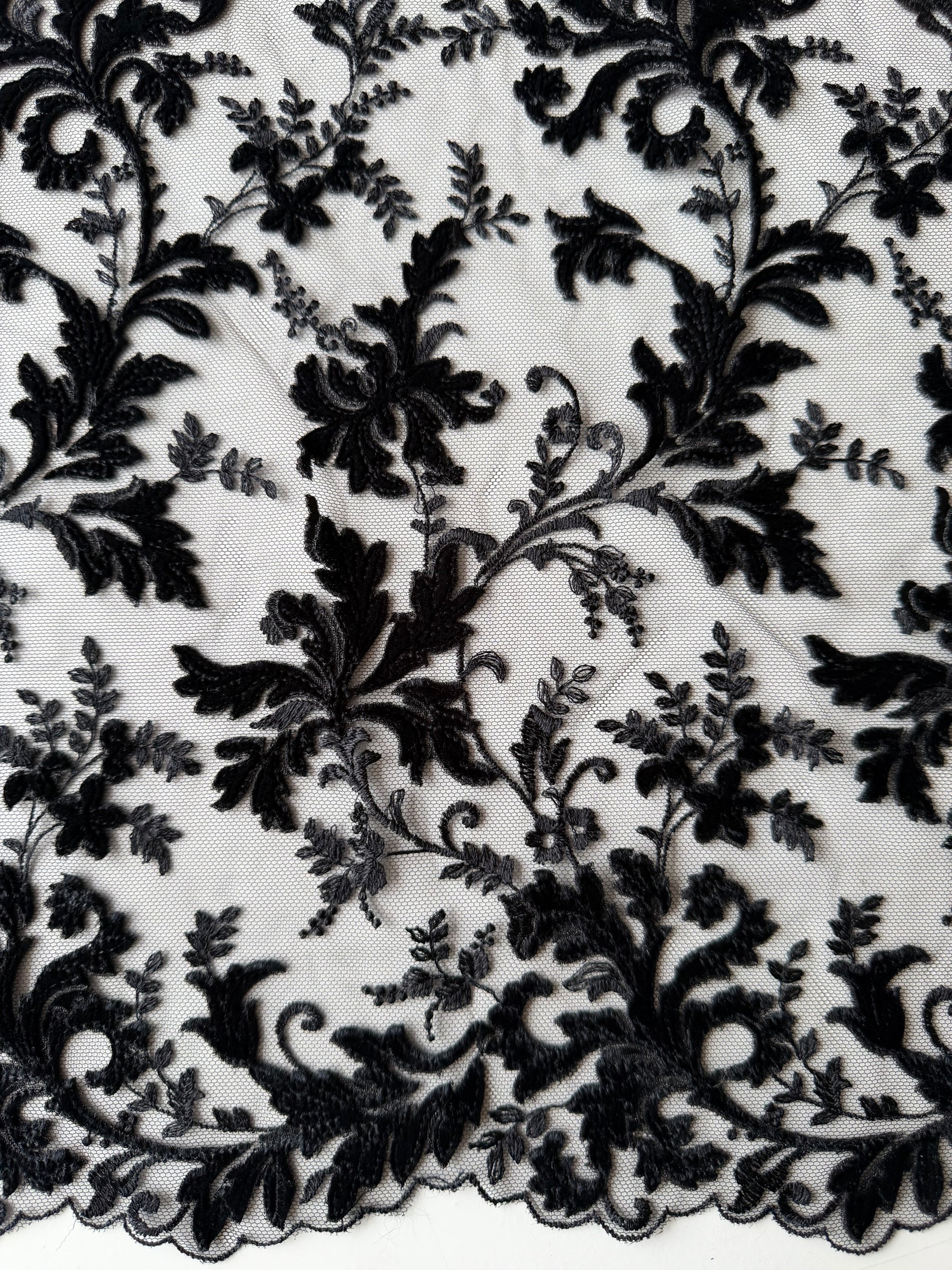 Black Velvet Embroidery Lace - Madina