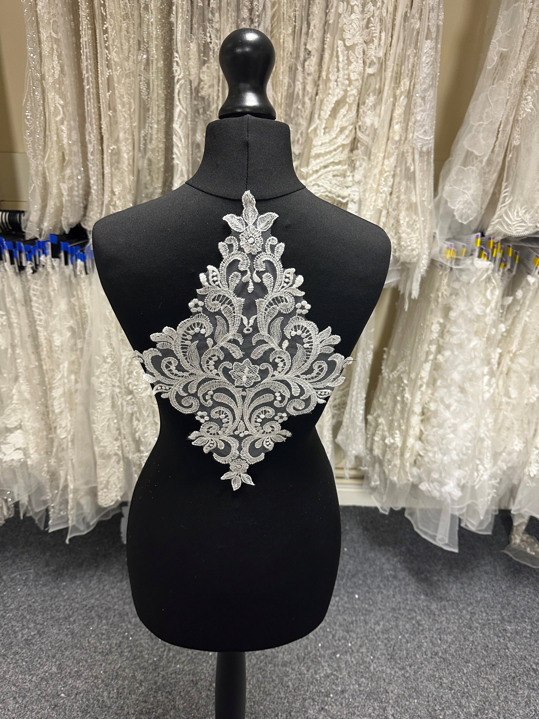 Ivory Sequined Lace Applique - Derrick