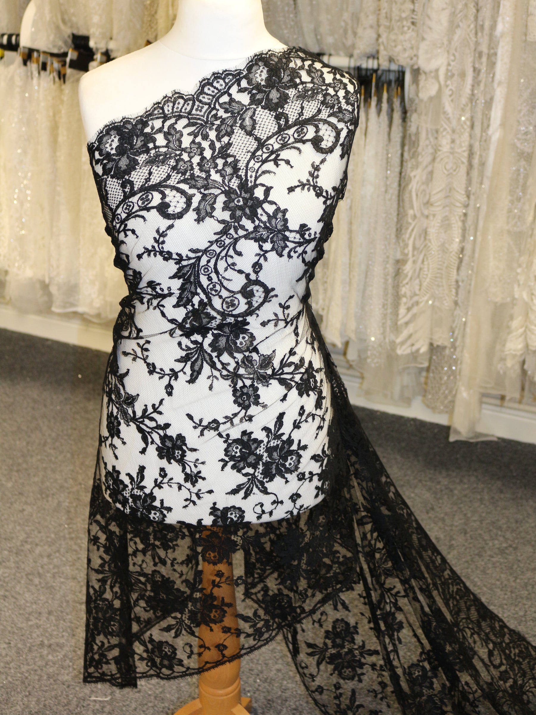 French Chantilly Lace in Black - Sabrina French Chantilly Lace in Black - Sabrina