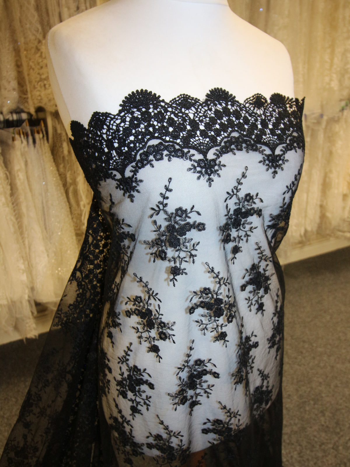 Black Embroidered Lace - Kirsty