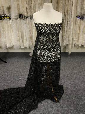 Black Beaded Guipure Lace - Vaeda