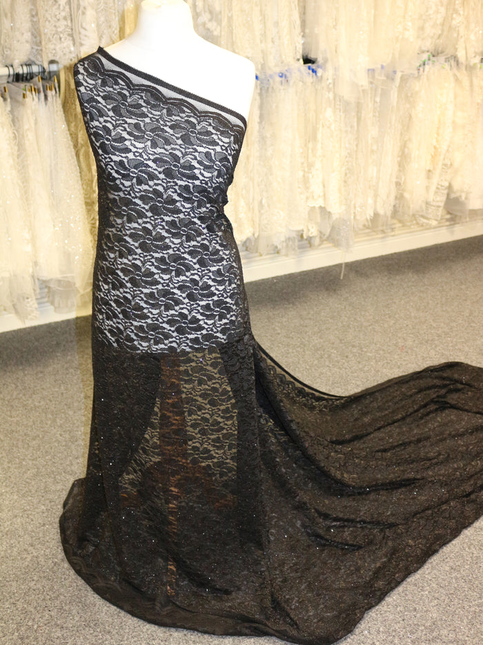 Navy Stretch Glitter Lace Vindication