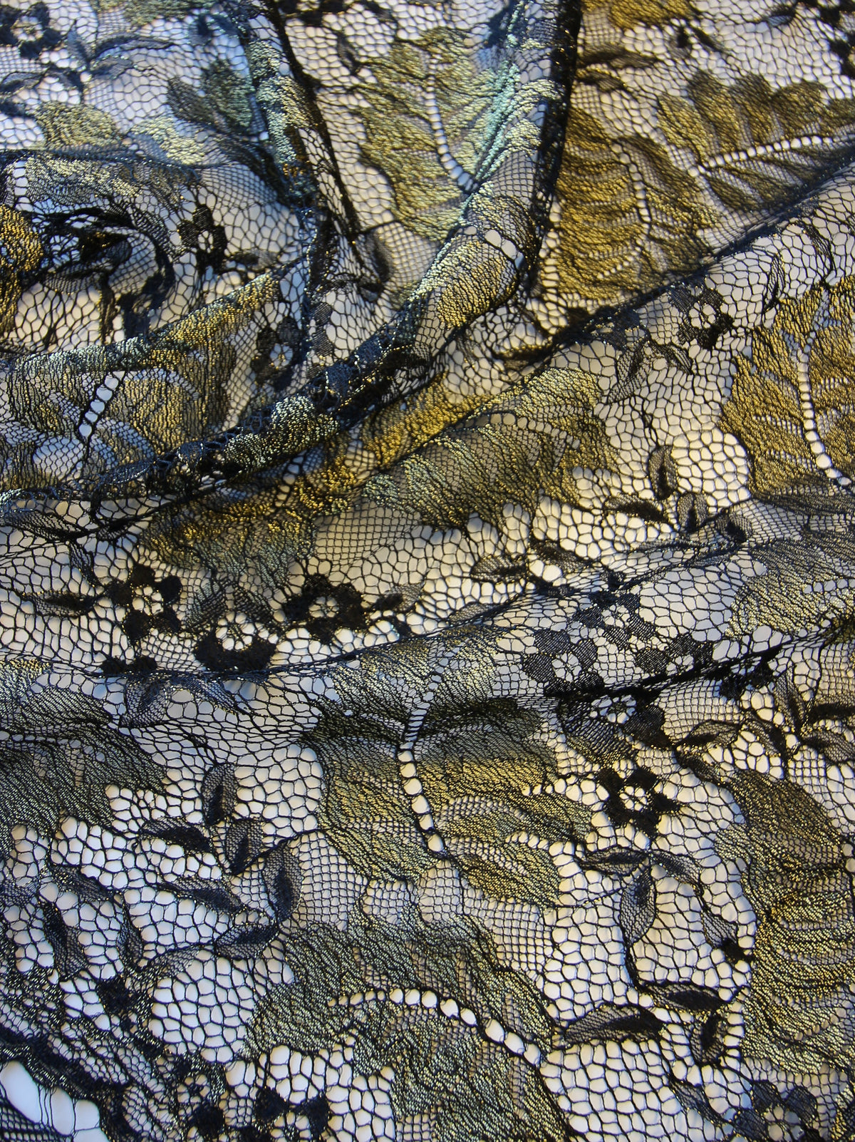 Black and gold lace fabric black lace with golden yellow floral