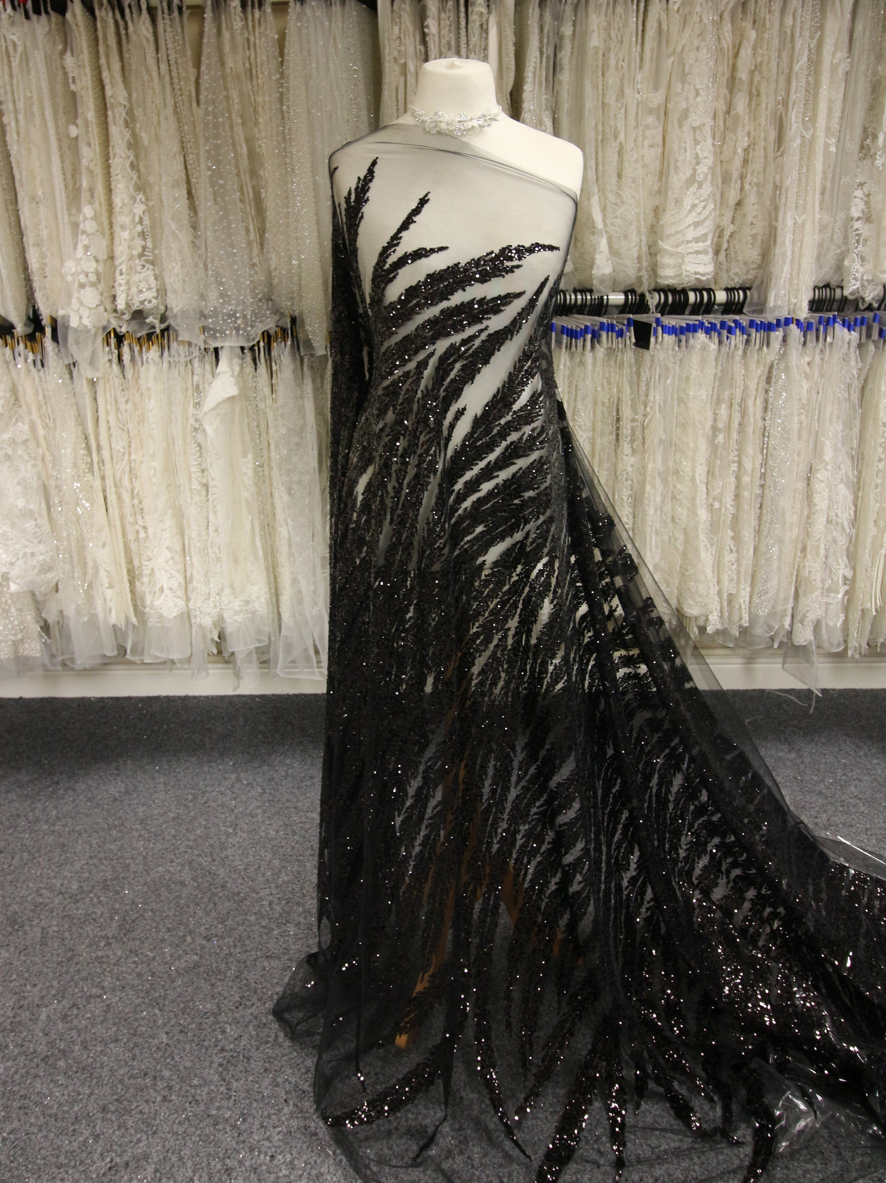 Black Sequin Glitter Lace - Divine Black Sequin Glitter Lace - Divine