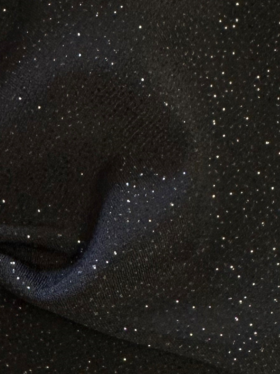 Black Glitter Jersey Fabric - Dazzle