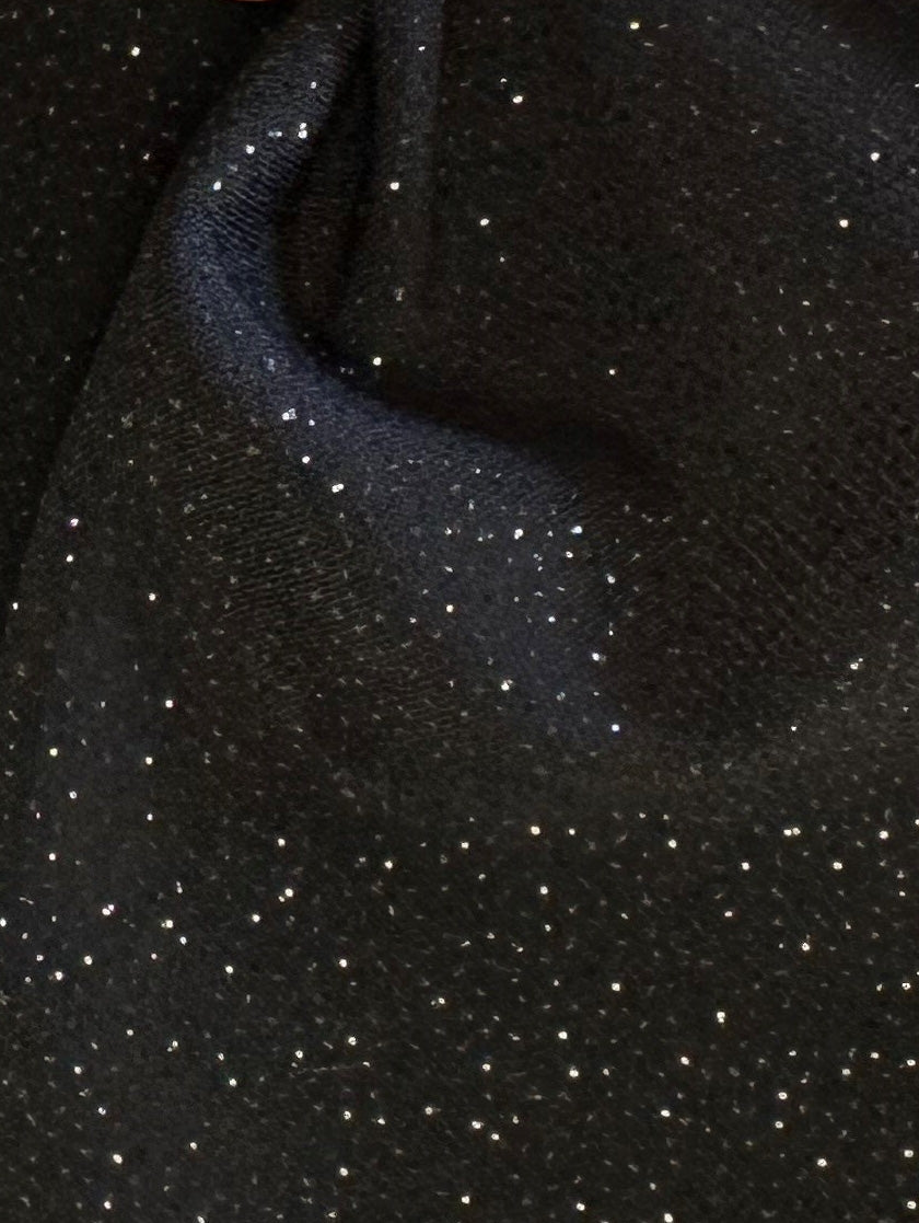 Black Glitter Jersey Fabric - Dazzle