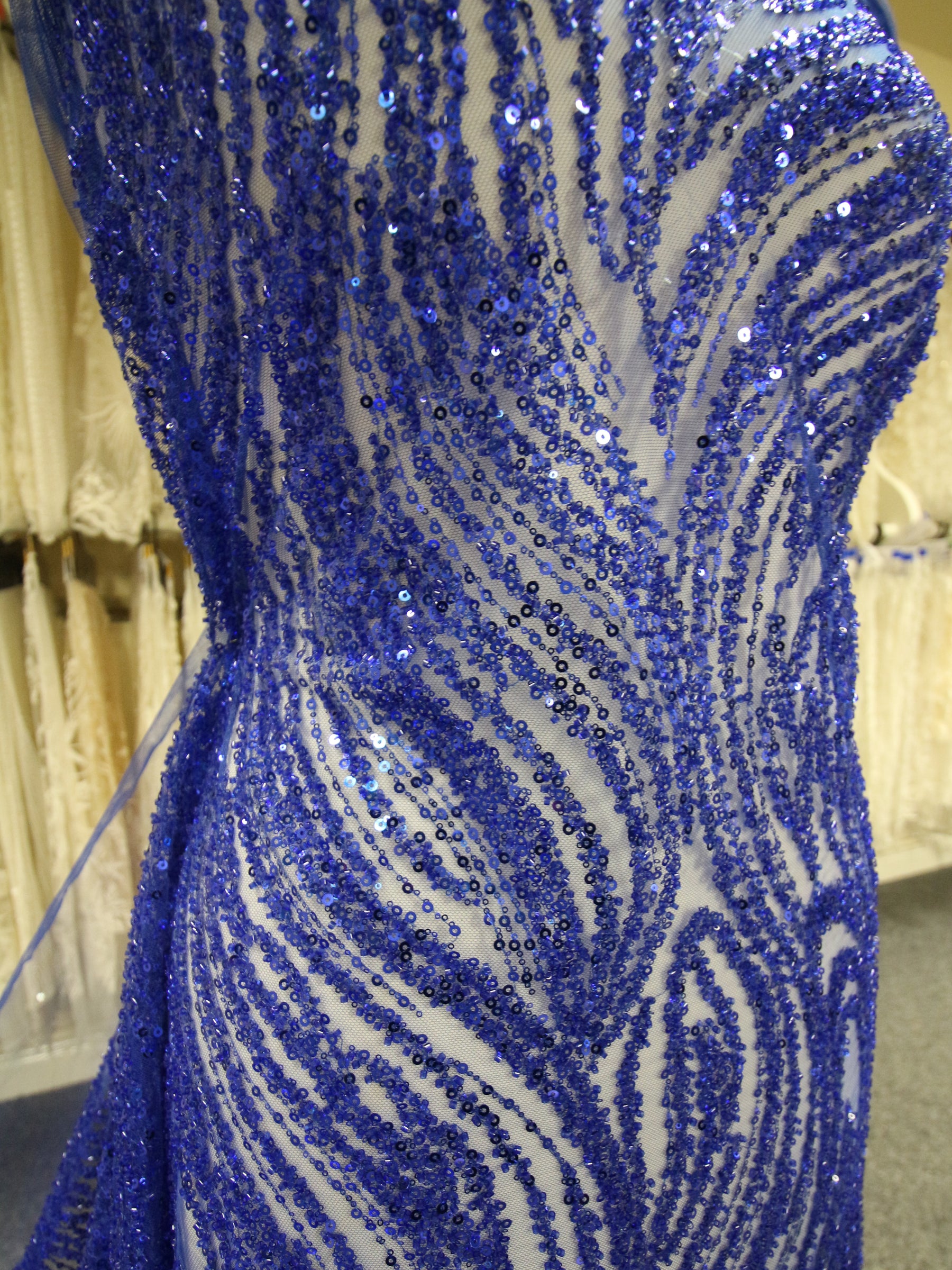 Blue Beaded & Sequin Lace - Gillian Blue Beaded & Sequin Lace - Gillian