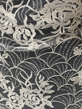 Ivory Sequin Raschel Lace - EB3047