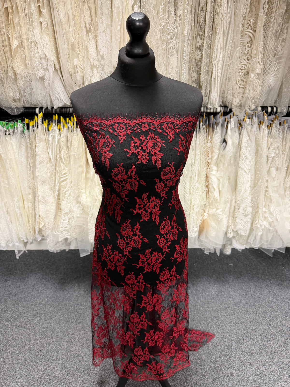 Wine & Black Chantilly Lace - P176