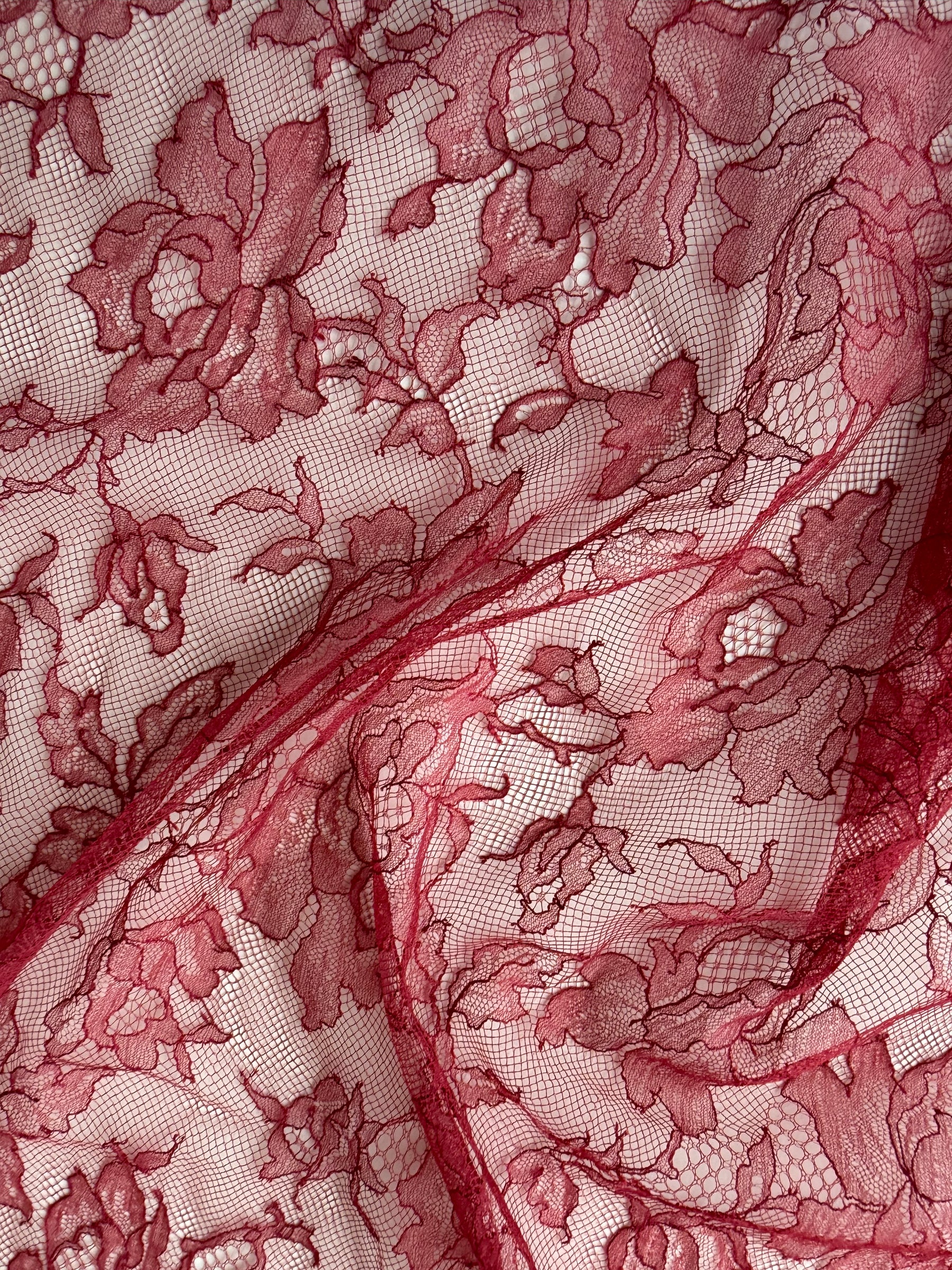 Bordeaux Red Chantilly Lace - P177