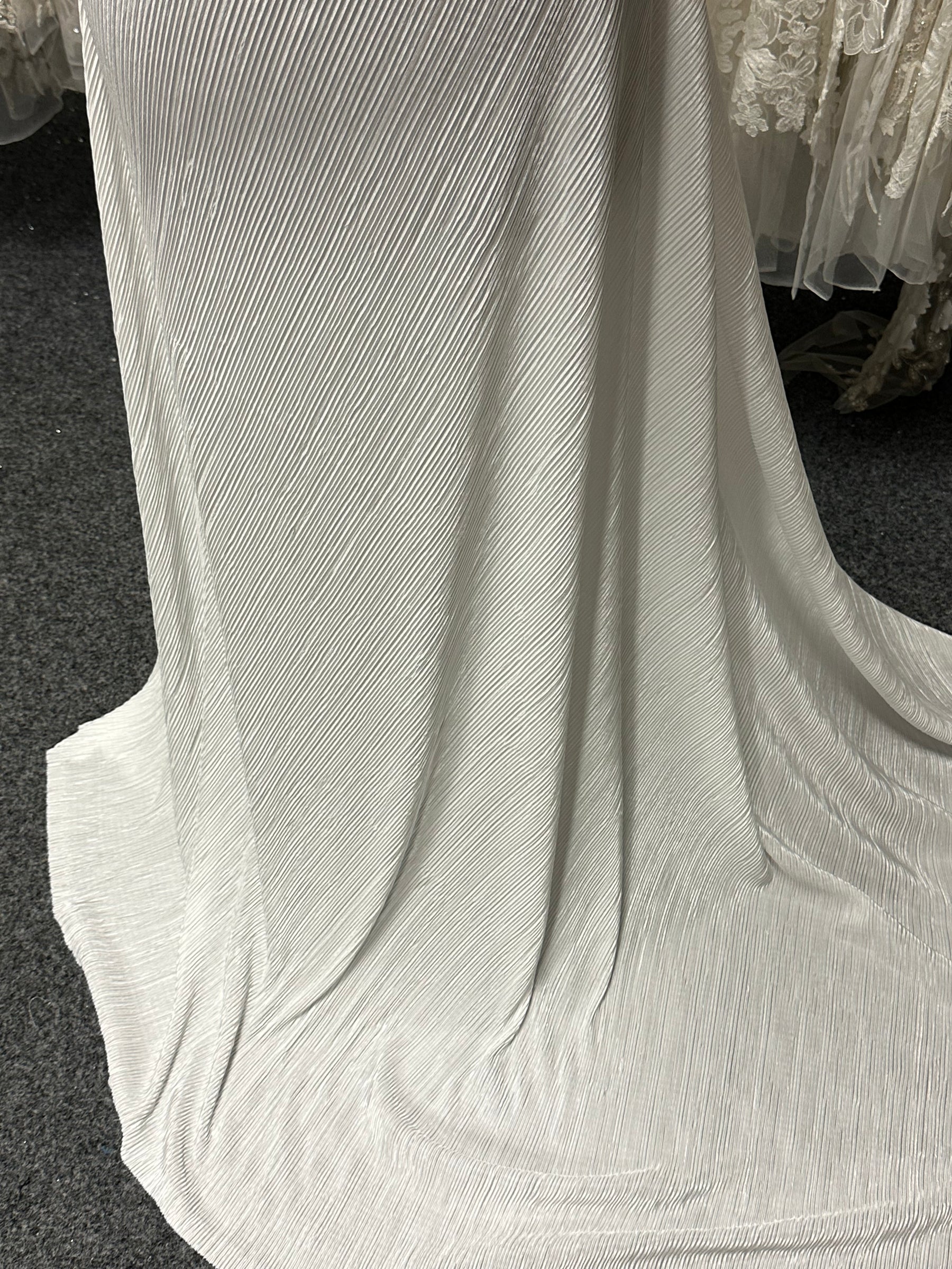 Ivory Pleated Polyester Fabric - Leeway