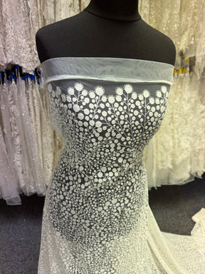 Ivory Contemporary Embroidered Lace - EB5040