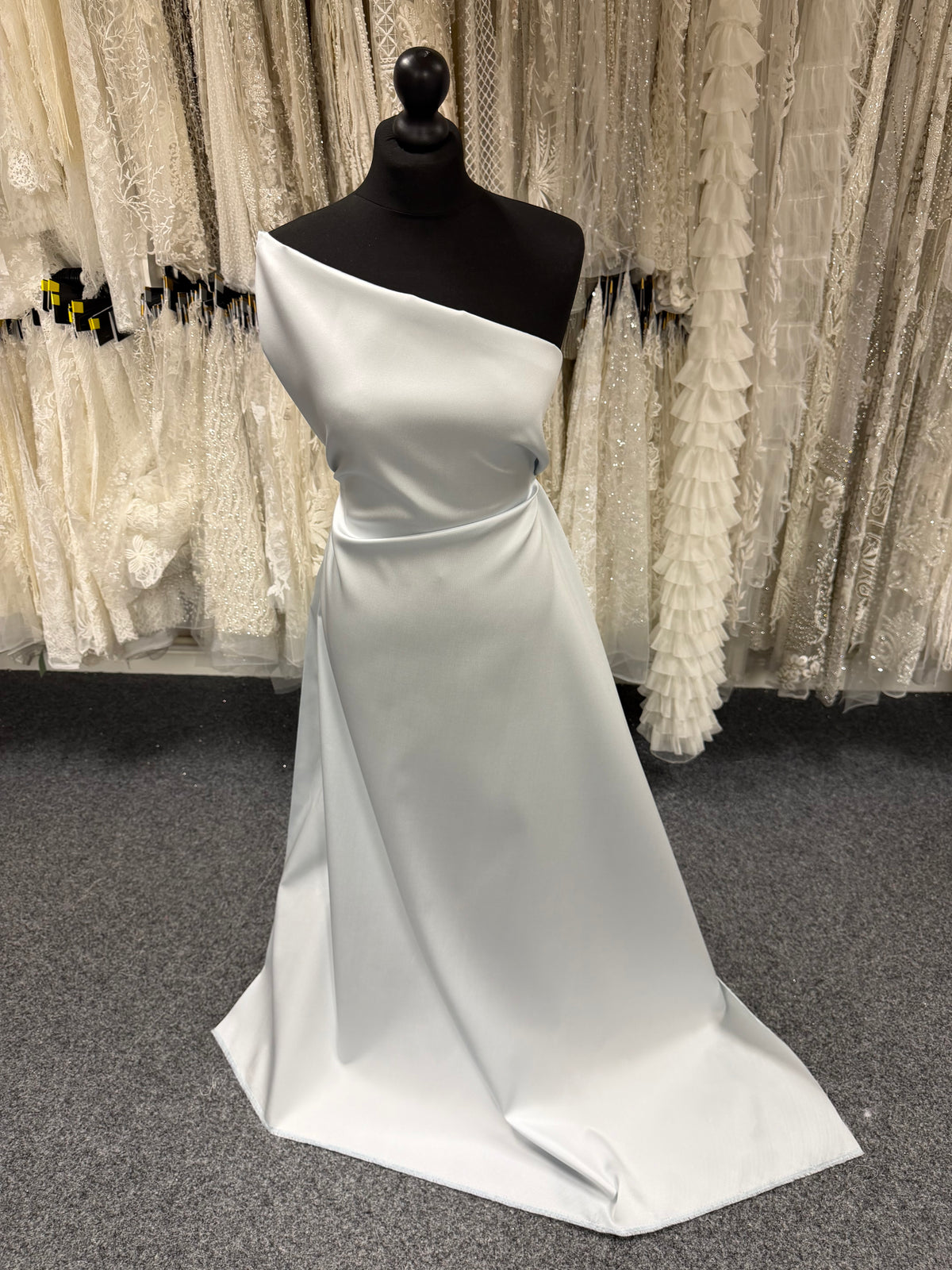 Duck Egg and Silver Double Sided Silk Blend Soft Mikado - P608