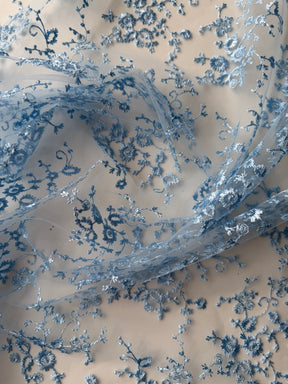 Sky Blue Embroidered Lace - P615