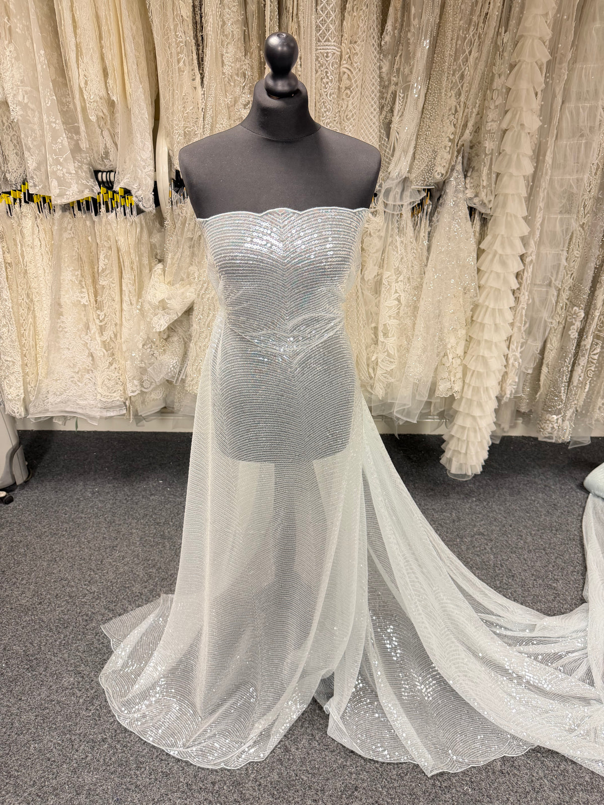 Baby Blue Embroidered Sequin Tulle – EB3020