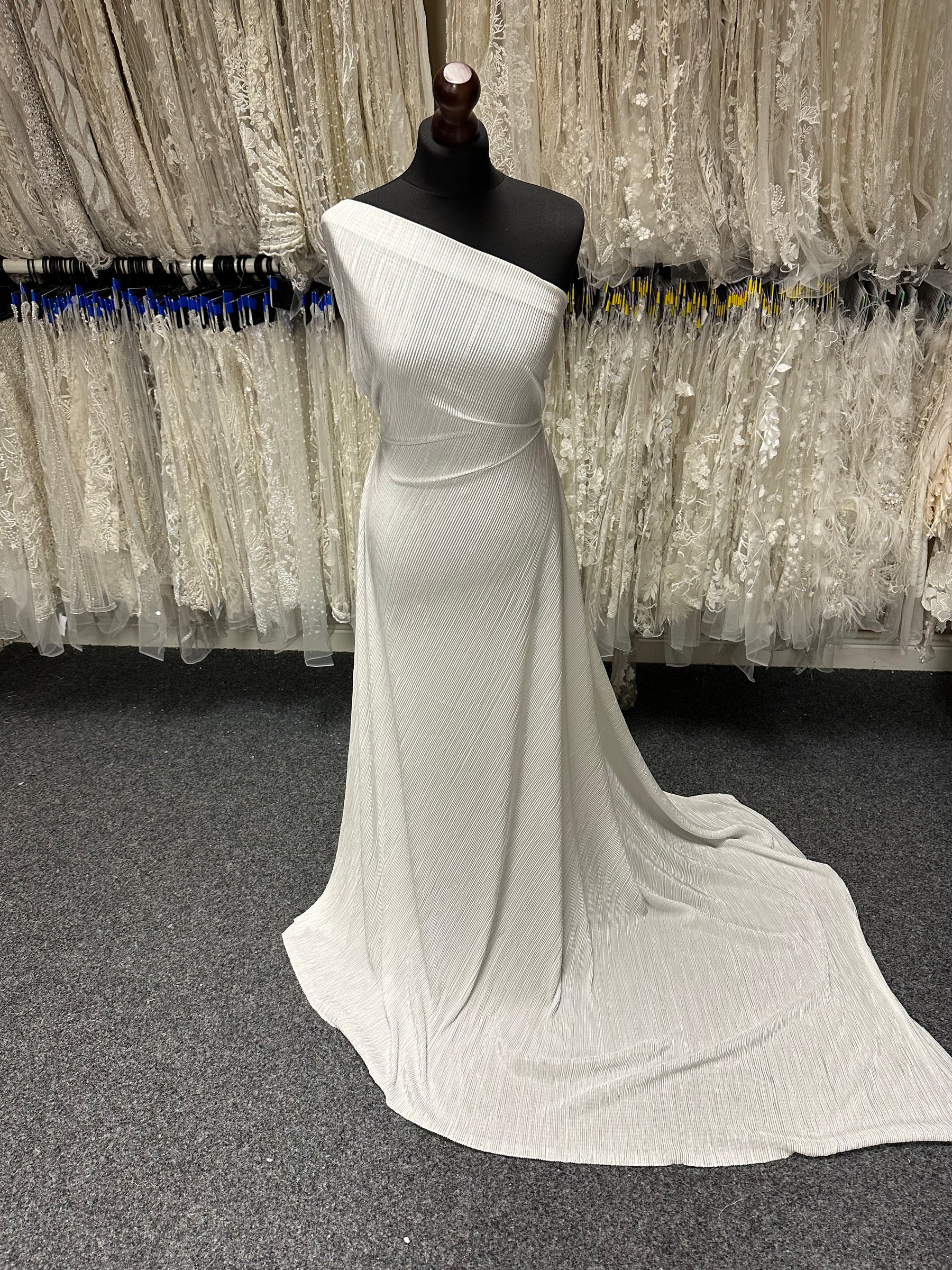 Ivory Pleated Polyester Fabric - Leeway
