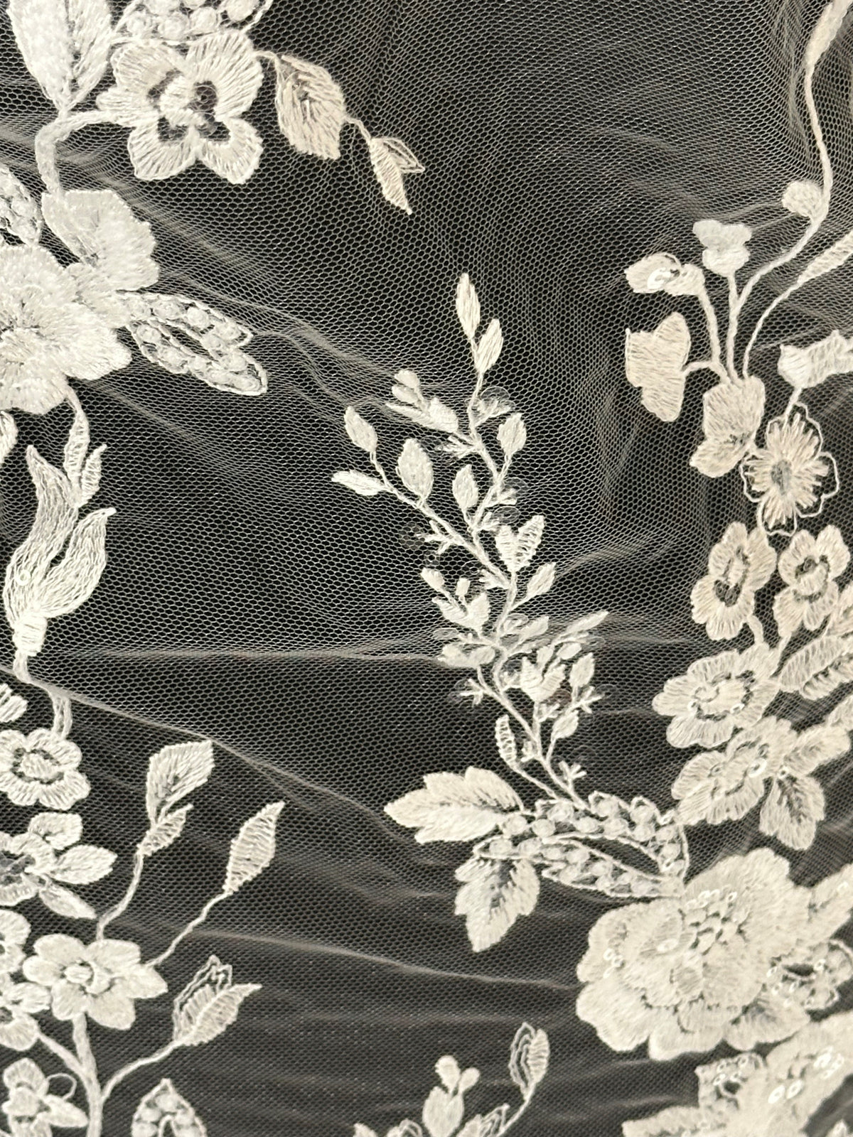 Ivory Sequin Embroidery Lace - Lucien