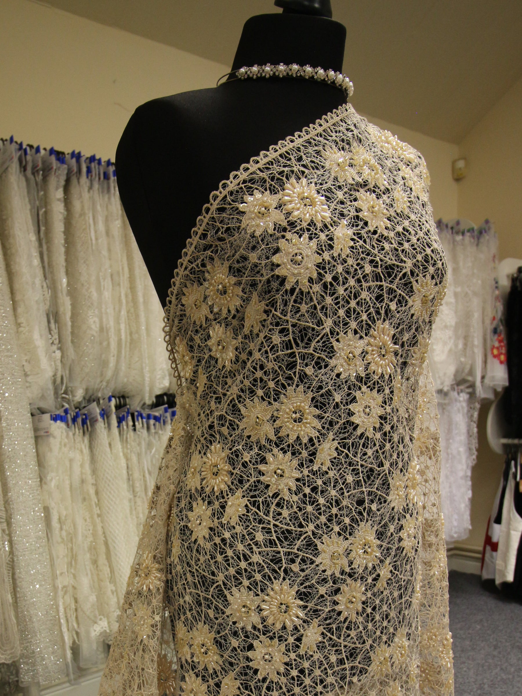 Champagne Beaded Lace - Louanda